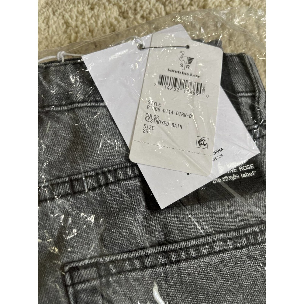NWT Free People x Sandrine Rose Black Destroyed Rain Straight Leg Jeans Size 26 - Picture 8 of 8